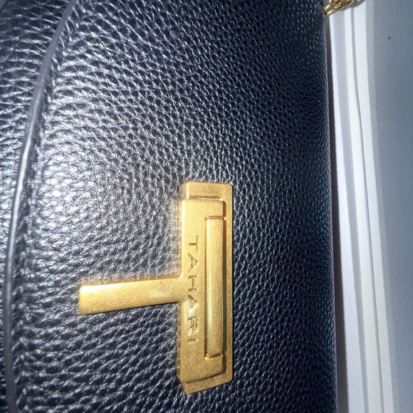Tahari Black Crossbody Bag with Gold Accents - Picture 2 of 6